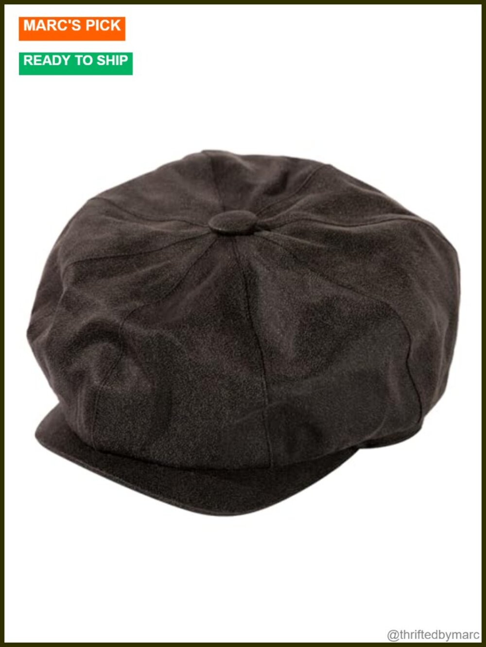 Waterproof Faux Leather 8-Panel Newsboy Flat Cap for Men with Adjustable